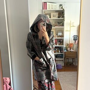 ZARA Collection Plaid Hooded Raincoat / Coated Trench